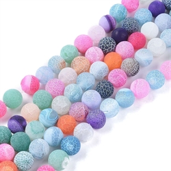 Agat perler. Dragon veins. Matte. Sarte farver. 6 mm streng.