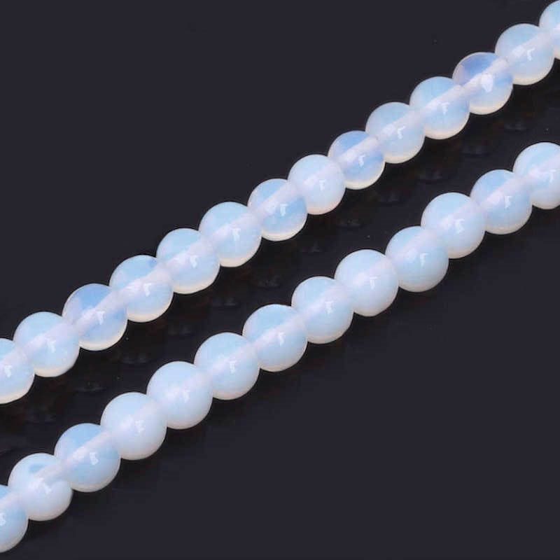 - opalit perler. Hvid/blålig. Grade A+ 6 mm