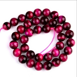 Tigerøje perler. Naturlig. Rød/pink. Grade A. 8 mm.
