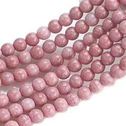 Marble - marmor perler. 8 mm streng. Gammelrosa nuancer.