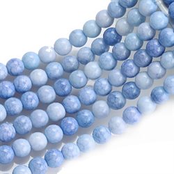 Marble - marmor perler. 8 mm streng. Lyseblå nuancer.