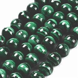Malakit perler. Ægte. Grade AA. 10 mm