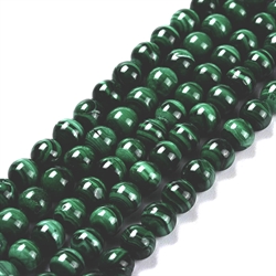 Malakit perler. Ægte. Grade AA. 6 mm