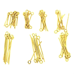 Perlestave med øje. Sortiment. Forgyldt. 16-30 mm. 700 stk.