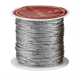 Nylon knyttesnor. Sølvfarvet. 0,2 mm. 100 meter