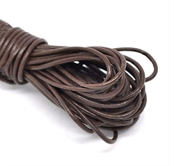 Lædersnor. Brun. 2 mm