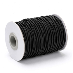Elastisk gummisnor omviklet med nylon. Sort. 2 mm. 40 meter