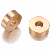 Spacer - rondel. Forgyldt messing. 6 x 2 mm. Ca. 25 stk.