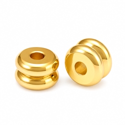 Spacer - rondel. Dobbelt. PVD forgyldt. Grade A. 6 x 3 mm. 10 stk.
