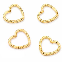 O-ringe. Hjerte. Hamret. Åben. Forgyldt. 12 mm. 10 stk.