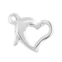 Karabinlås. Hjerte. 925 Sterling forsølvet. 10 mm