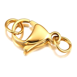 Karabinlås med o-ringe. 18k forgyldt rustfri stål. 10 mm.
