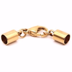 Endedupper med karabin lås. 14k forgyldt stål. Grade A. 4 mm hul.