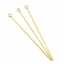 Perlestave med øje. Forgyldt. 22 mm. 100 stk.