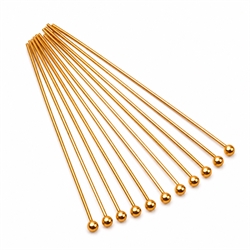Perlestave m/ kugle. 18k forgyldt. Grade A. 50 mm. 10 stk.