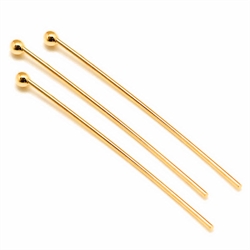 Perlestave m/ kugle. 18k forgyldt. Grade A. 30 mm. 10 stk.