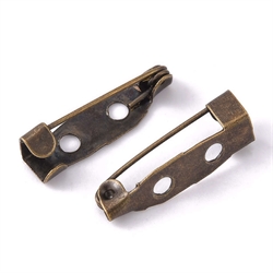Brochenål til pålimning m.m. Antik bronze. 20 mm. 10 stk.