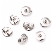 Bagstopper. Lås. Til øreringe. Rustfri stål. 6 mm. 5 par.