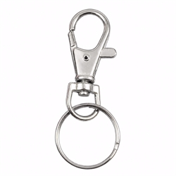 Karabinhage med nøglering. Platineret. 61 mm