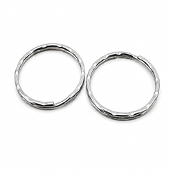 Nøglering - splitring "hamret". Platineret. 25 mm. 10 stk.
