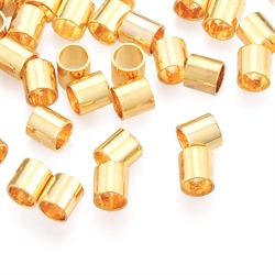 Klemperle - crimp perle. "Rør". 18k forgyldt. 2 mm. 25 stk.