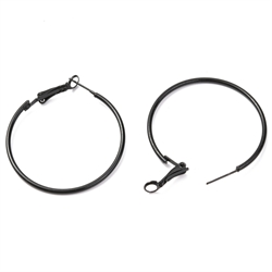 Hoops - Creoler. Rustfri stål. 40 mm. Sort lakeret. 1 par