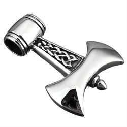 Vedhæng. Thors hammer. Viking økse. Poleret stål. 48 mm