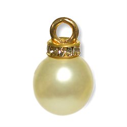 Vedhæng i perlelook. Med rhinstens rondel. 15 mm. Lysegul