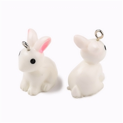 Vedhæng. Kanin. Resin. 24 mm. Hvid.