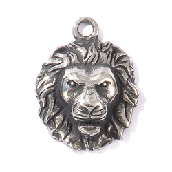 Vedhæng. Løve hoved i rustfri stål. 28 mm. Til halskæder m.m.