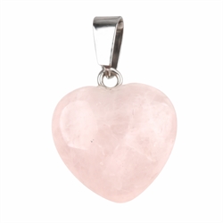 Vedhæng hjerte af naturlig Rosa kvarts. 16 mm