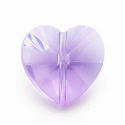 Vedhæng hjerte af facetteret glas. 14 mm. Lys Amethyst