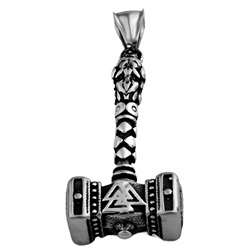 Vedhæng. Thors hammer. Rustfri stål. 47 mm
