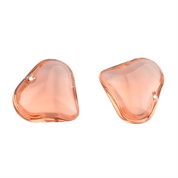 Vedhæng hjerte af glas. 21 mm. Rosa.