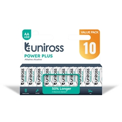 10 stk. Uniross Power Plus AA-LR06 batterier 1.5V