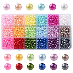 Akryl perle sortiment i perlemors look. 6 mm. 18 farver. 1300 stk.