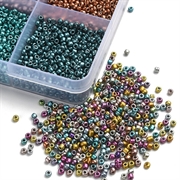 Seed beads sæt. 2 mm. Metallic. 19.200 stk.