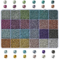 Seed beads sæt. 2 mm. Metallic. 19.200 stk.