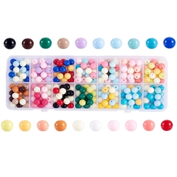 Perlesæt i akryl. 8 mm. 250 stk.